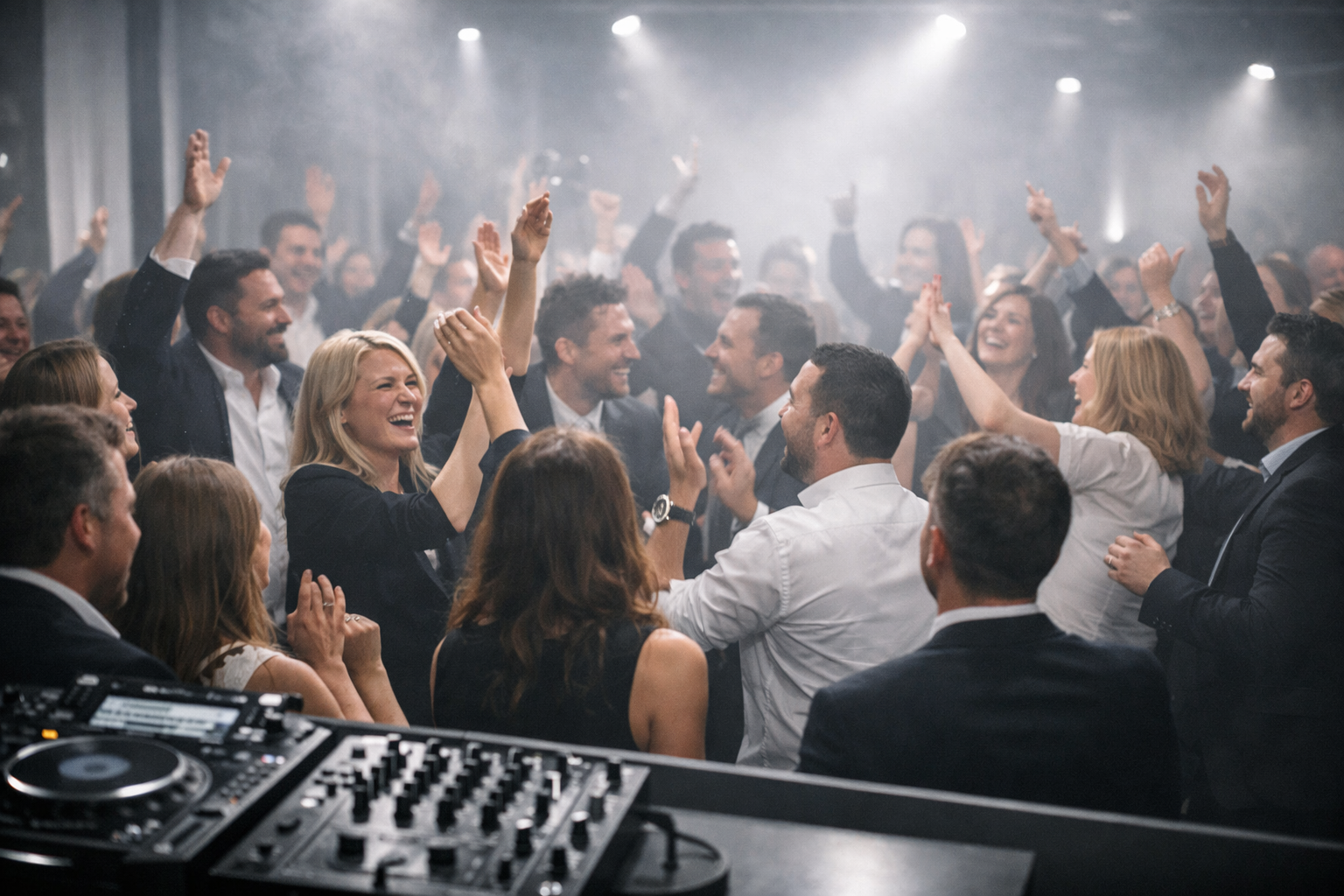 Exclusive event with DJ setup and guests on the dancefloor